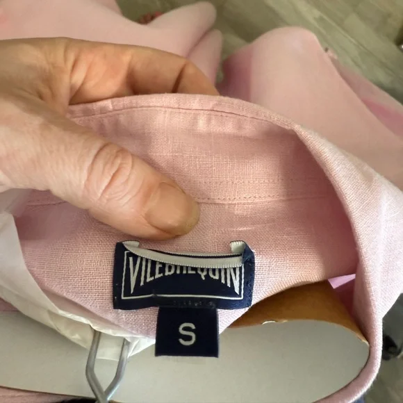 NWOT - Vilebrequin French Designer Pink Linen Long Button-Up Shirt - Size M - Picture 4 of 9